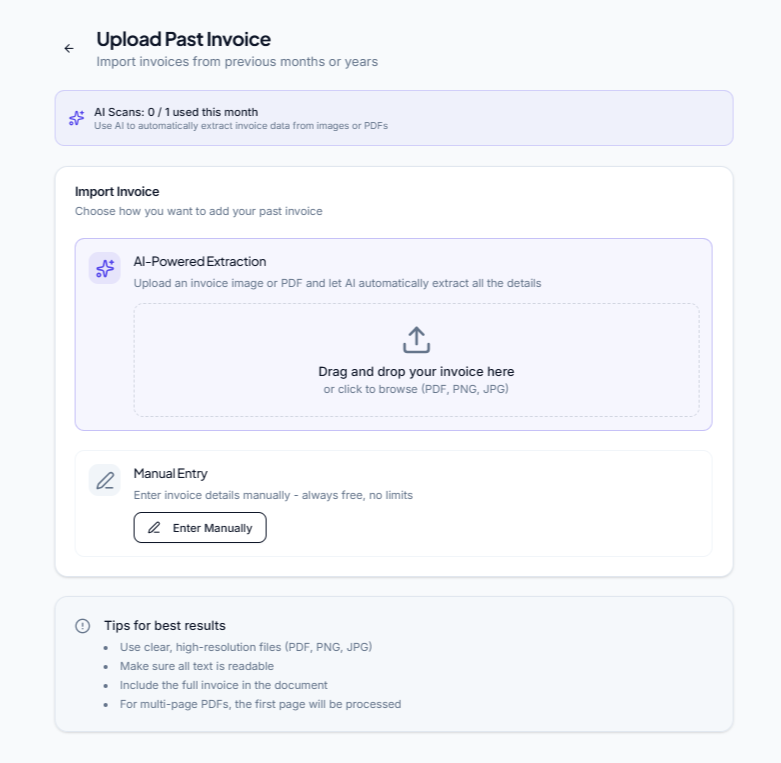 AI-powered invoice upload and extraction